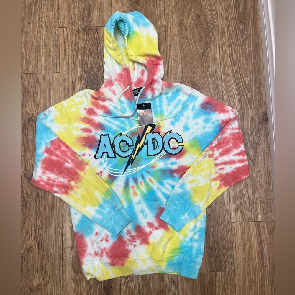 NWT AC/DC Tie-Dye Hoodie Sz S